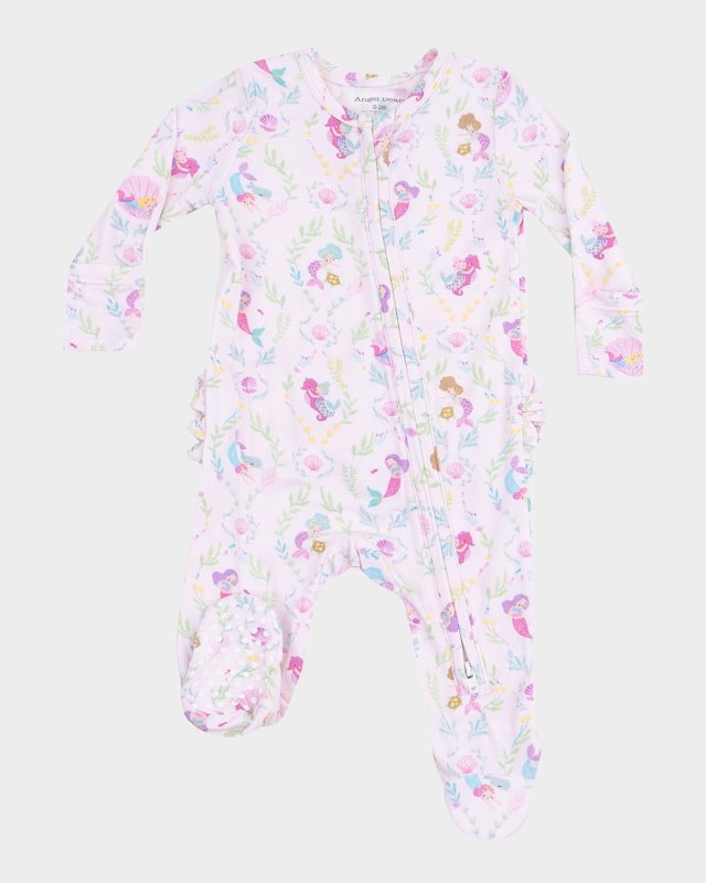 Girl's Mermaids Printed Footie W/ Headband & Blanket, Size Newbor